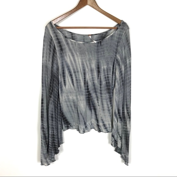 Free People Ashbury Gray Tie Dye Shirt Top Medium - Picture 1 of 6